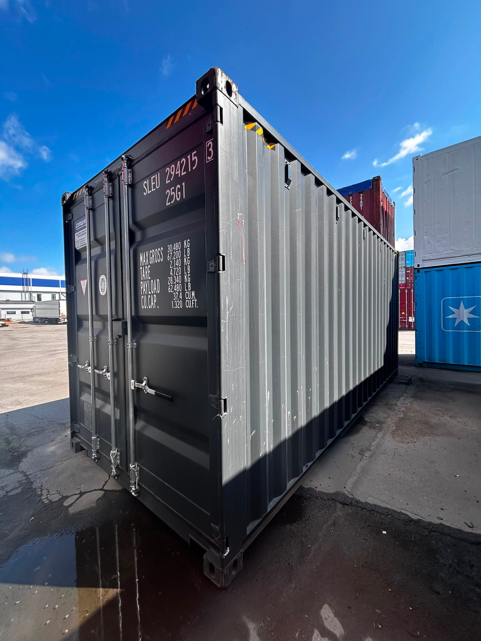 20 pēdu High Cube jūras konteiners — RAL 7016
