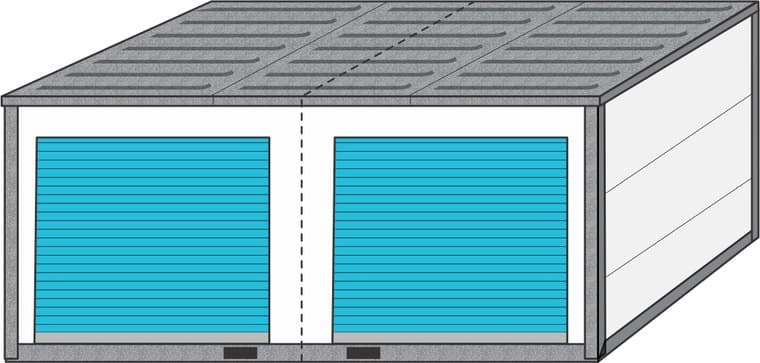 Divas sānu durvis - divi 9,3 m² boksi